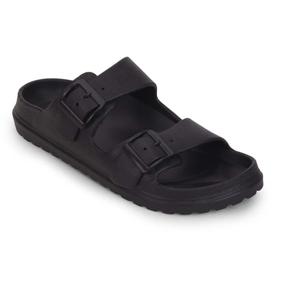Black Casual Flat Sandal For Men COMMIT By Liberty