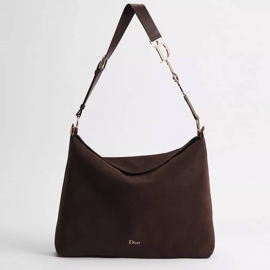 Large Diorly Bag Chocolate Suede Calfskin