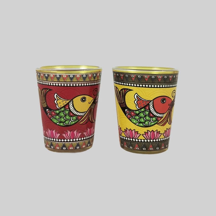 Madhubani Shot Glasses Set of 2 (30 ml each)