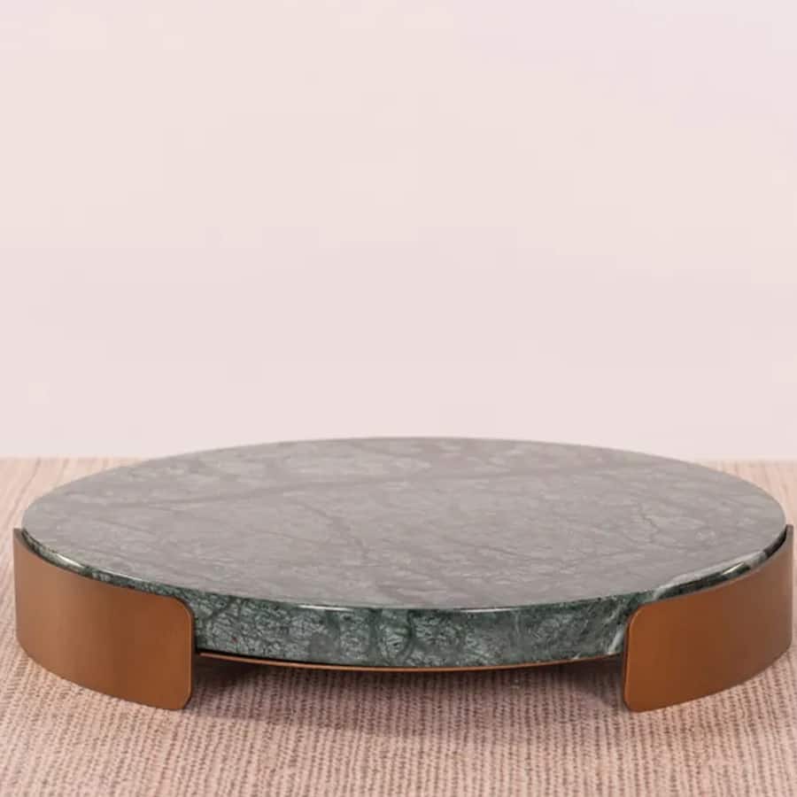 Mood Indigo (Green, Gold) Marble Home Decor Tray