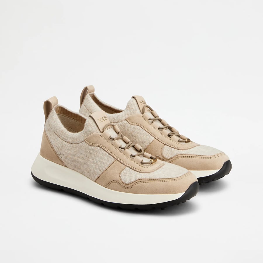 Red Dot Socks Sneakers in Knit and Suede
