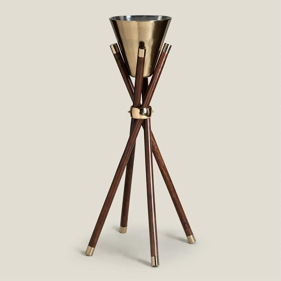 Moulin Walnut & Gold Floor Standing Wine Chiller