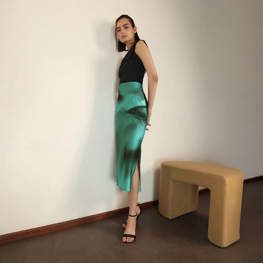 Satin Skirt - Teal