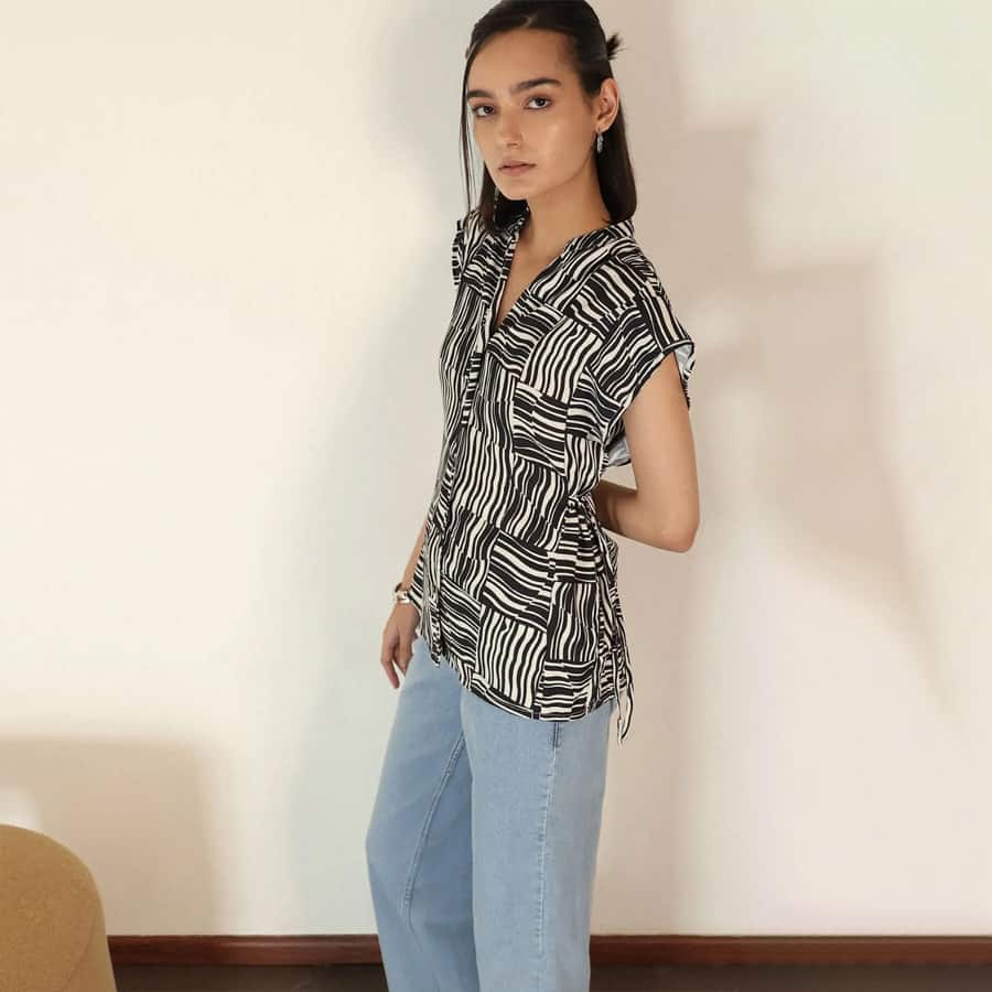 Cinched Waist Top - White