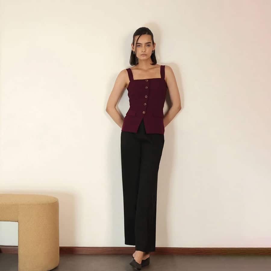 Waistcoat Top - Maroon