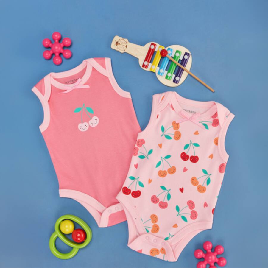 Multi-coloured Assorted - Others Cotton Round Neck Baby Regular Fit Bodysuits