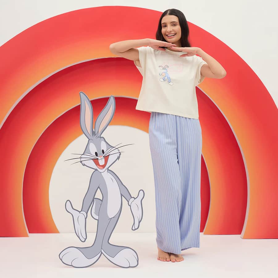 CottonEaseTM Looney Tunes Always Cool Bugs Bunny Wide Leg Pyjama Set