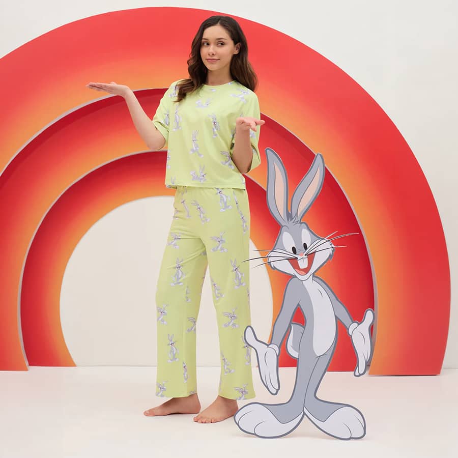 SoftCloudTM Looney Tunes Bugs Bunny Wide Leg Pyjama Set
