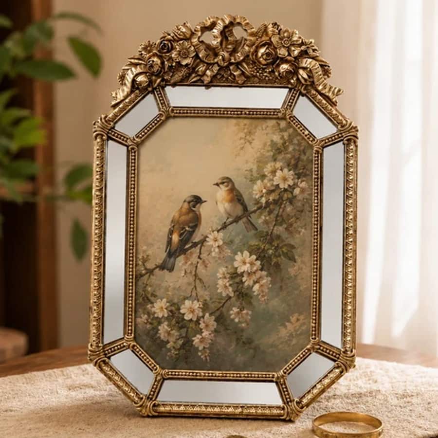 Royal Floral Mirror Edge Photo Frame