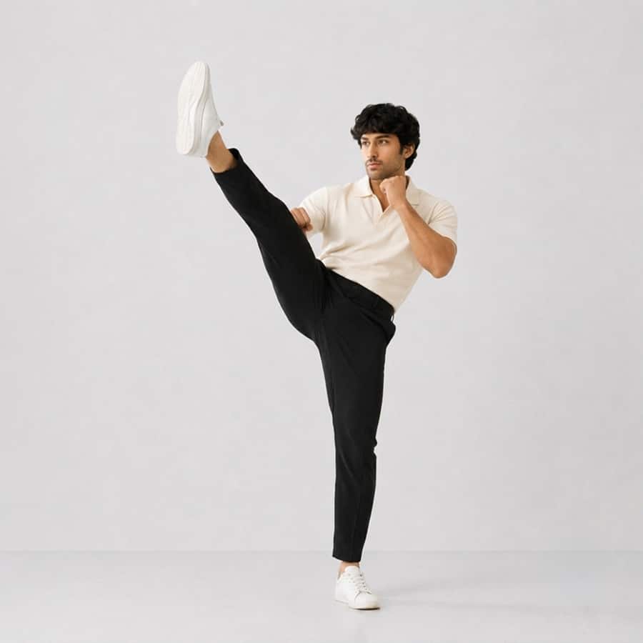 Deep Black Slim Fit Power Stretch Pants