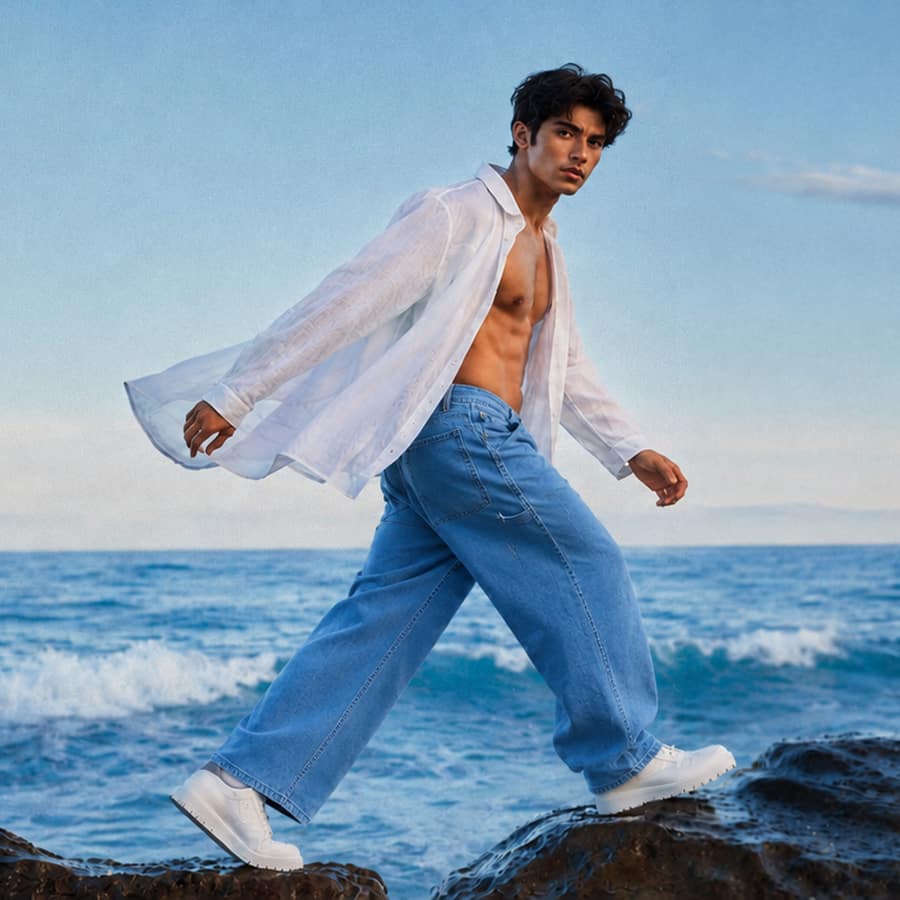 Aegean Blue Baggy Fit Jeans