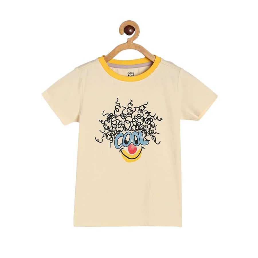 Boys Cream Pack Of 1 T-Shirt
