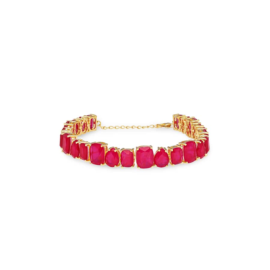 Cerise Geometric Prism Link Tennis Bracelet