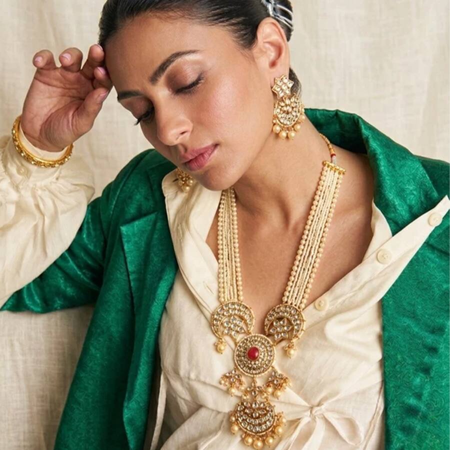 Anarkali Kundan Pearl Haar