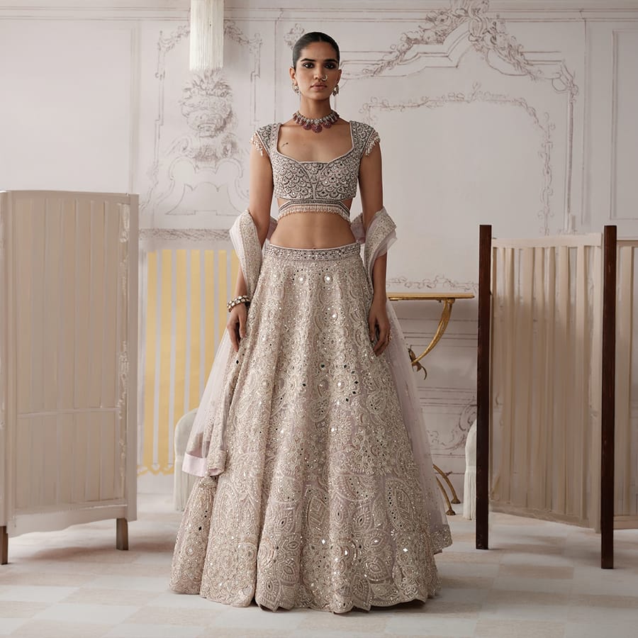 CHAMPAGNE OPAL EMBROIDERED LEHENGA SET