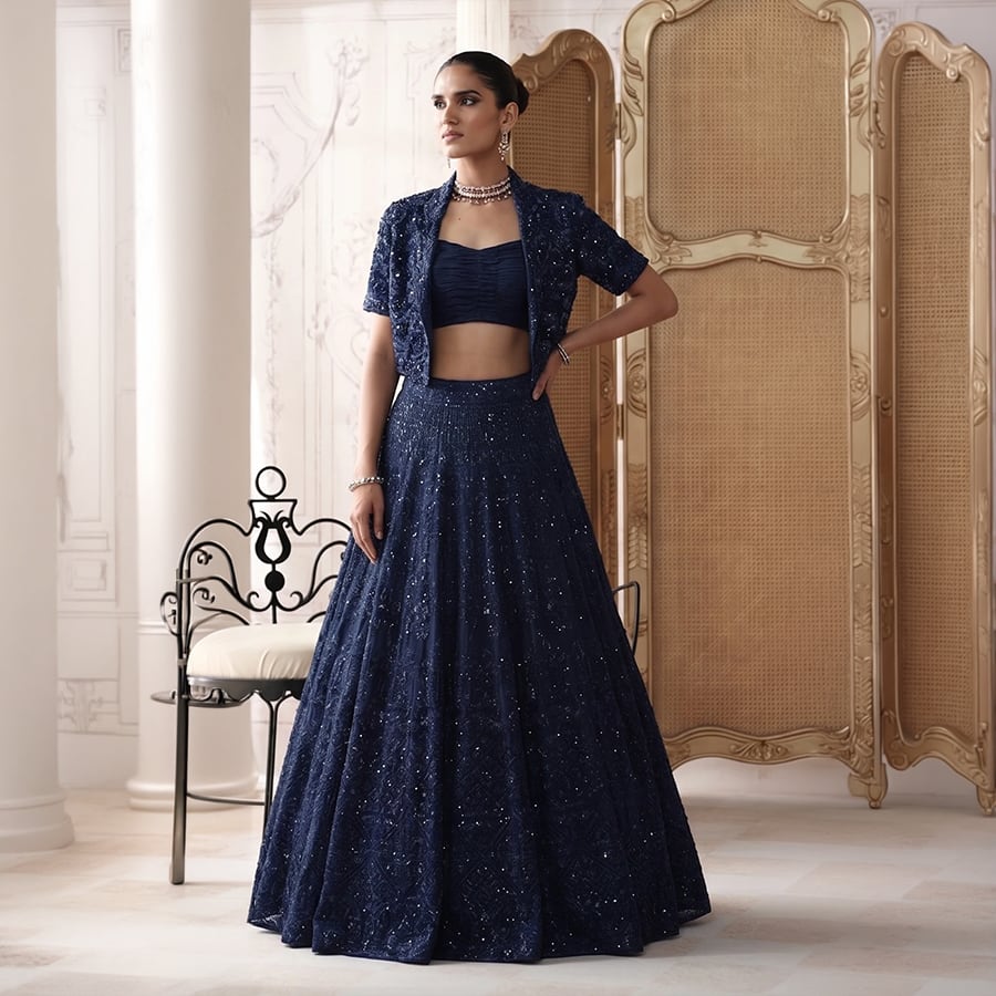 MIDNIGHT REVIERIE EMBROIDERED LEHENGA SET