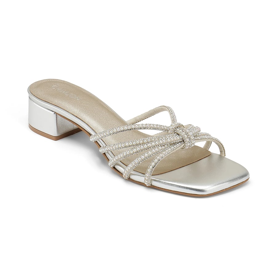 LANA- SILVER BLOCK HEELS