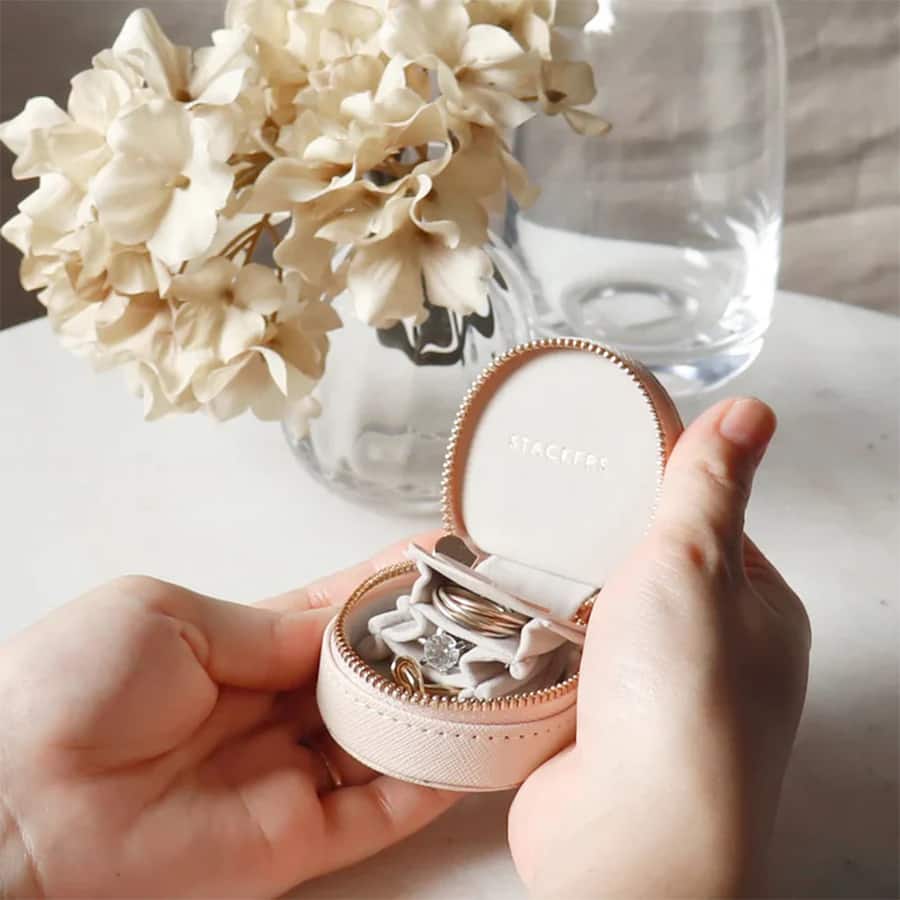 Oyster Travel Jewellery Box - Blush Pink & Gold
