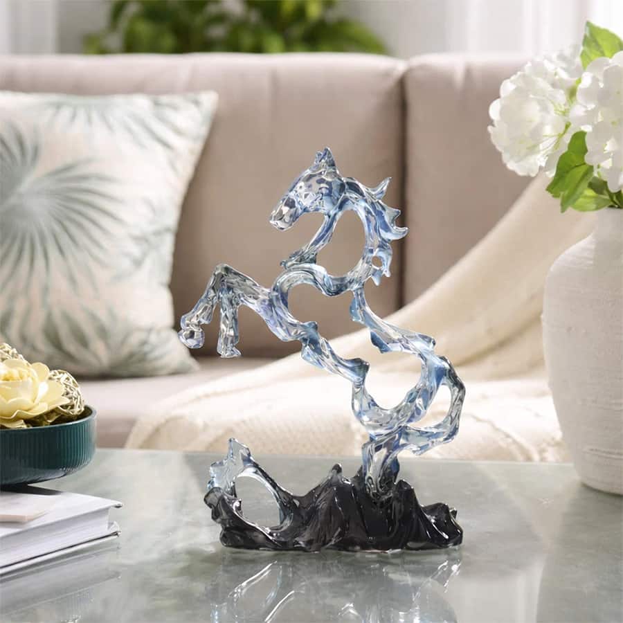 Rearing Hollow Horse Sculpture - Smoke Blue