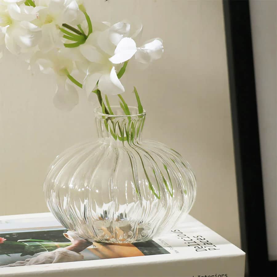 Ribbed Glass Vase Small - Clear