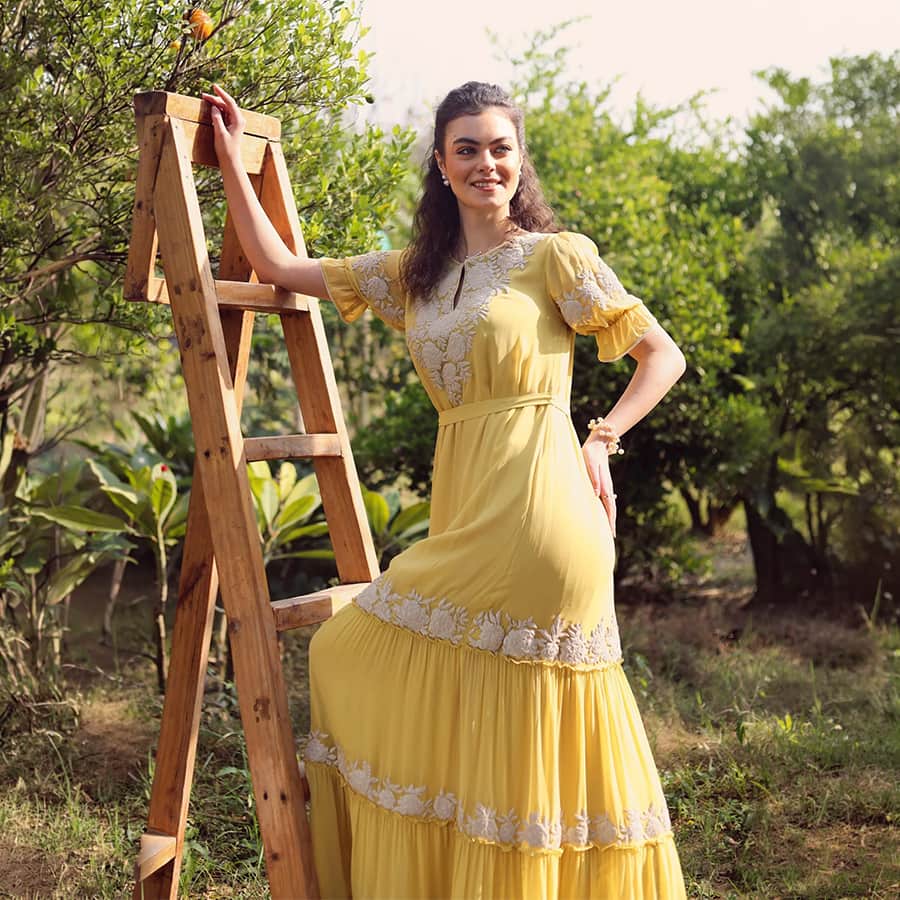 Yellow Gardenia Harvest Long Dress