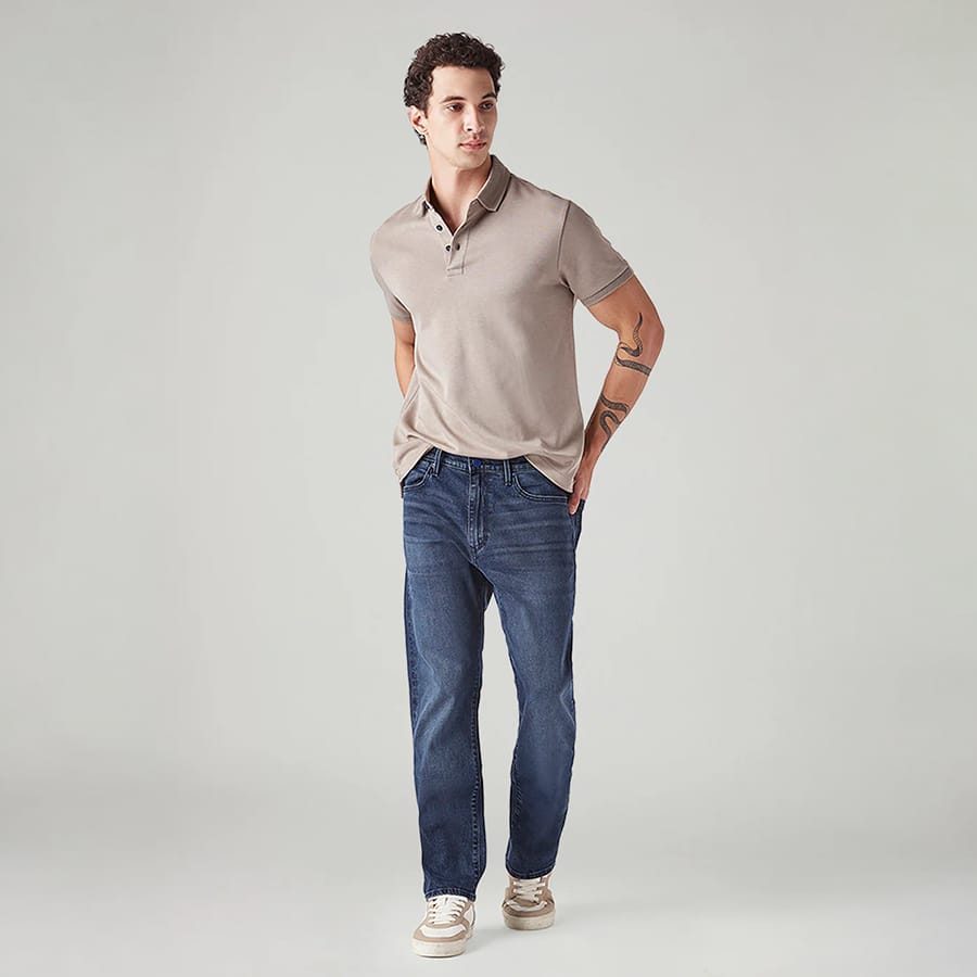 Men's 513 Blue Slim Straight Fit Mid Rise Redloop Jeans