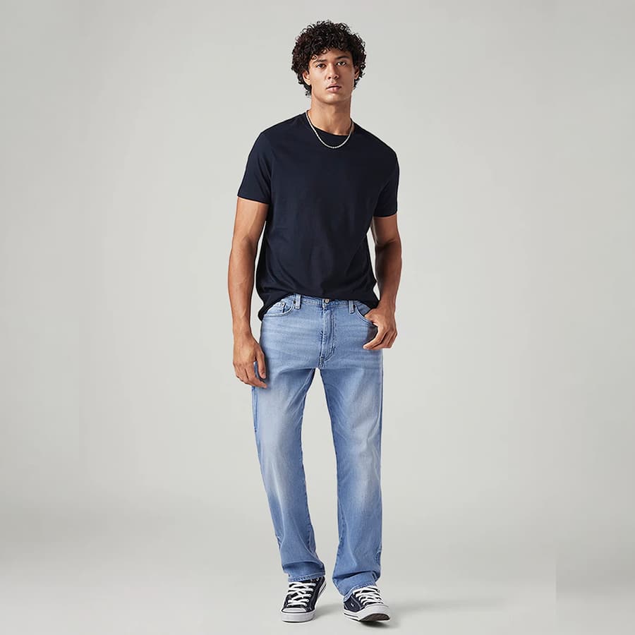 Men's 555 Light Blue Relaxed Straight Fit Mid Rise Commuter Jeans