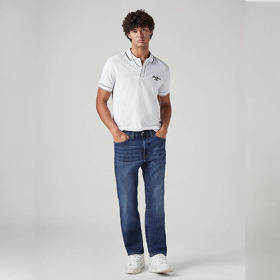 Men's 505 Blue Straight Fit Mid Rise Commuter Jeans