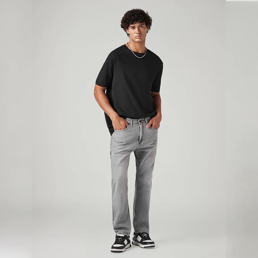 Men's 505 Grey Straight Fit Mid Rise Commuter Jeans