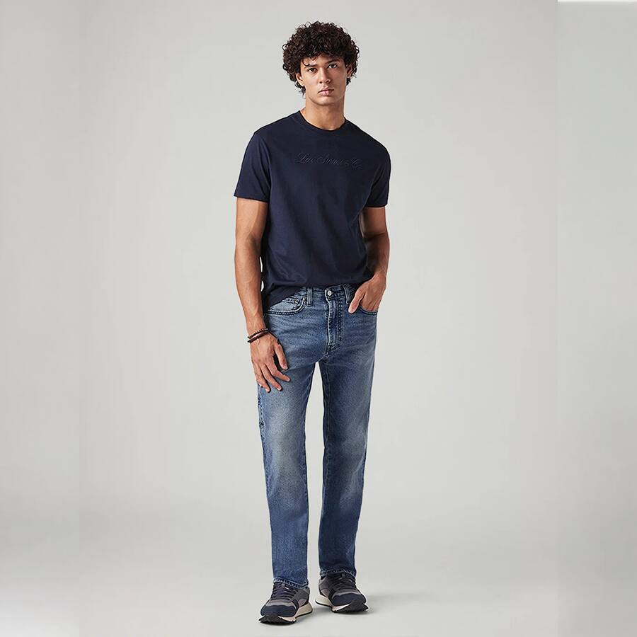 Men's 505 Blue Straight Fit Mid Rise Commuter Jeans