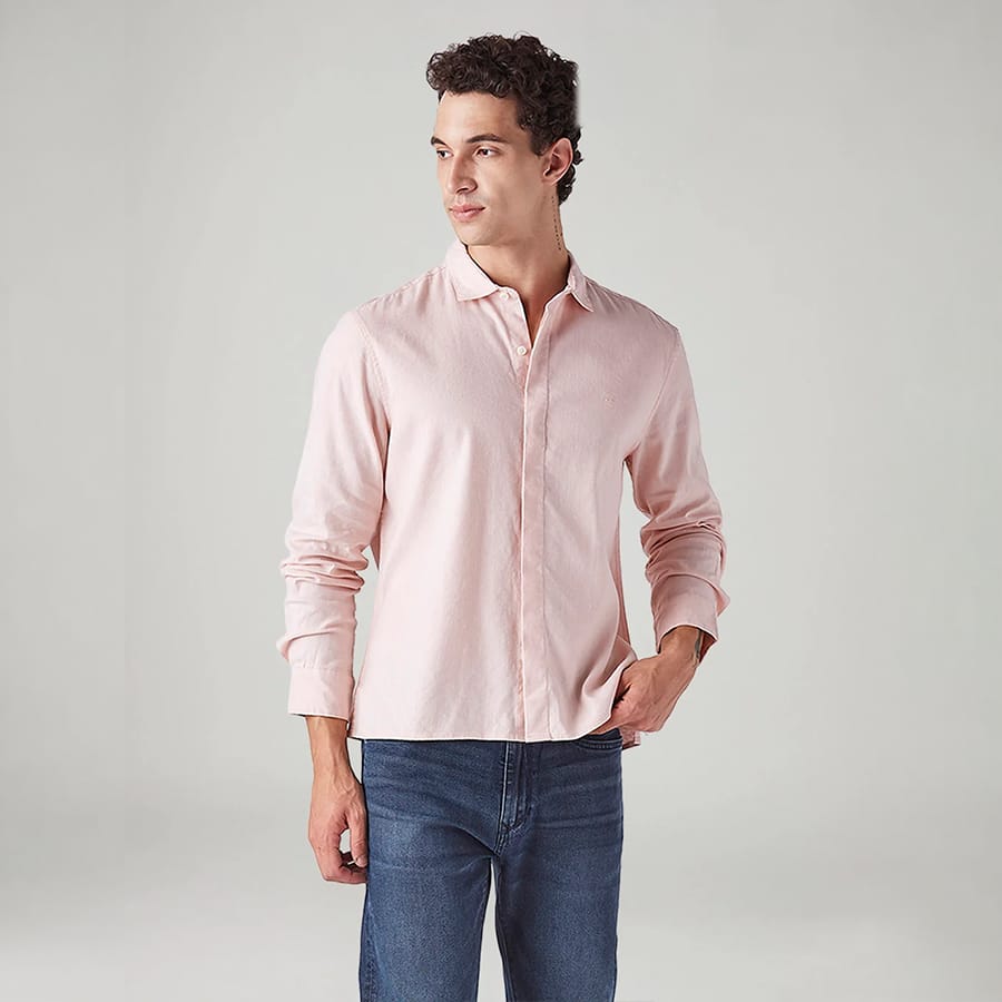 Men's Solid Slim Fit Linen Shirt