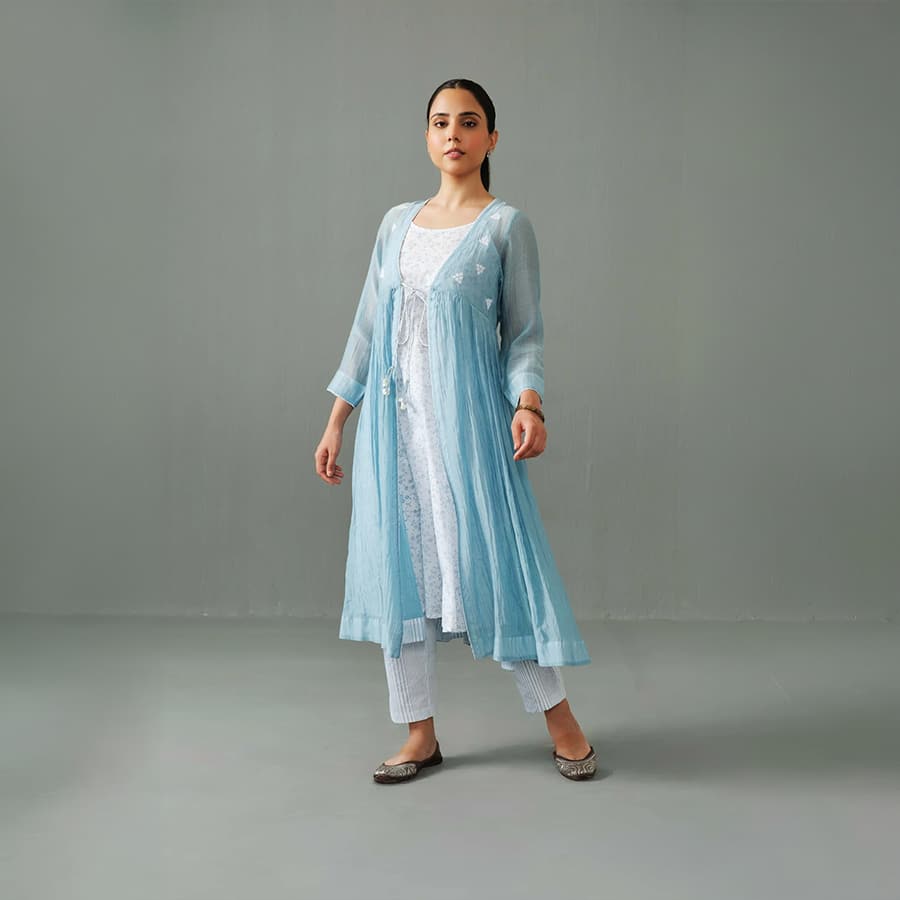 Charlotte Overlay Kurta Set Blue