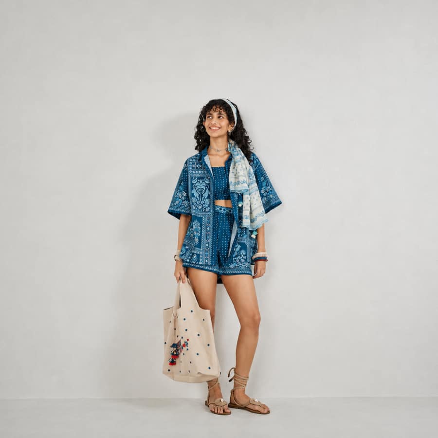 Indigo Cotton Co-ord Set