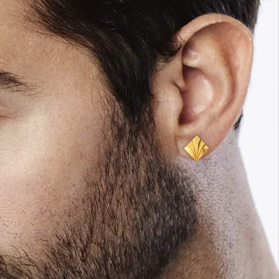 Subtle Statement Gold Earrings For Men