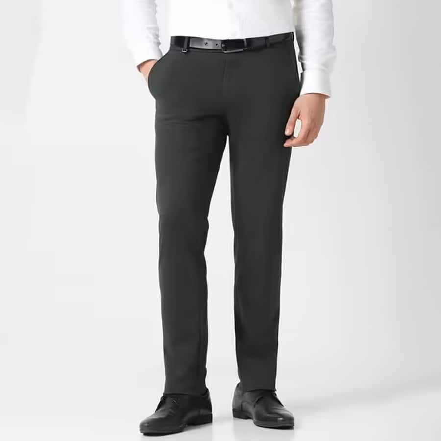 Men Skinny Fit Flat-Front Trousers