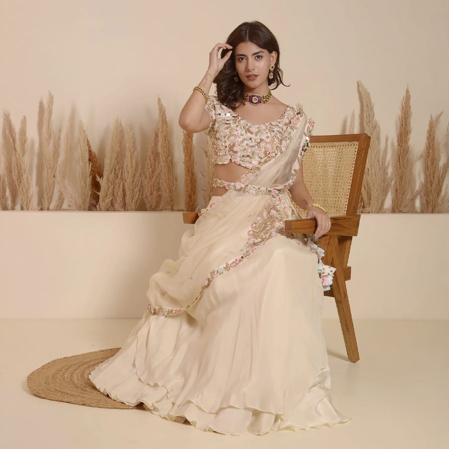 Antique White Lehenga Set