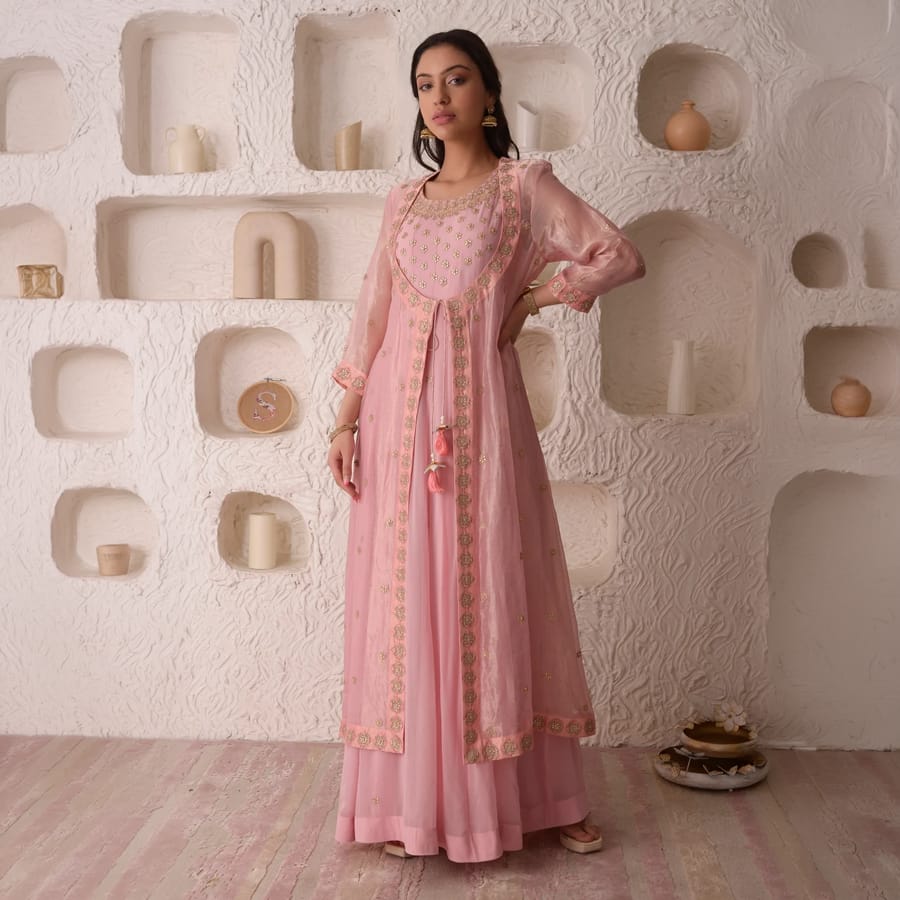 Blush Pink Anarkali With Jacket.