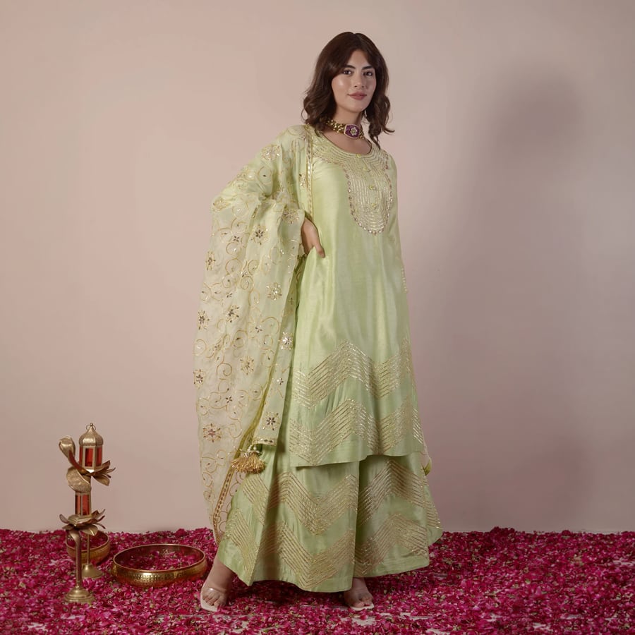 Mint Green Embroidered Kurta Set