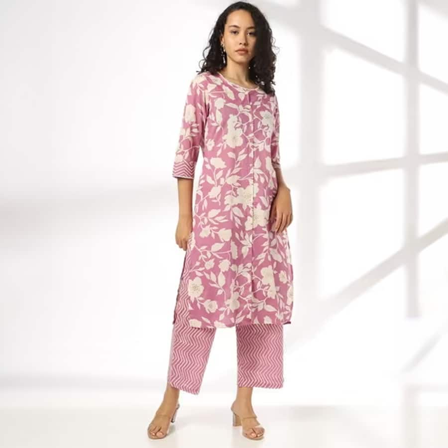 Women Floral Print Straight Kurta with Palazzos