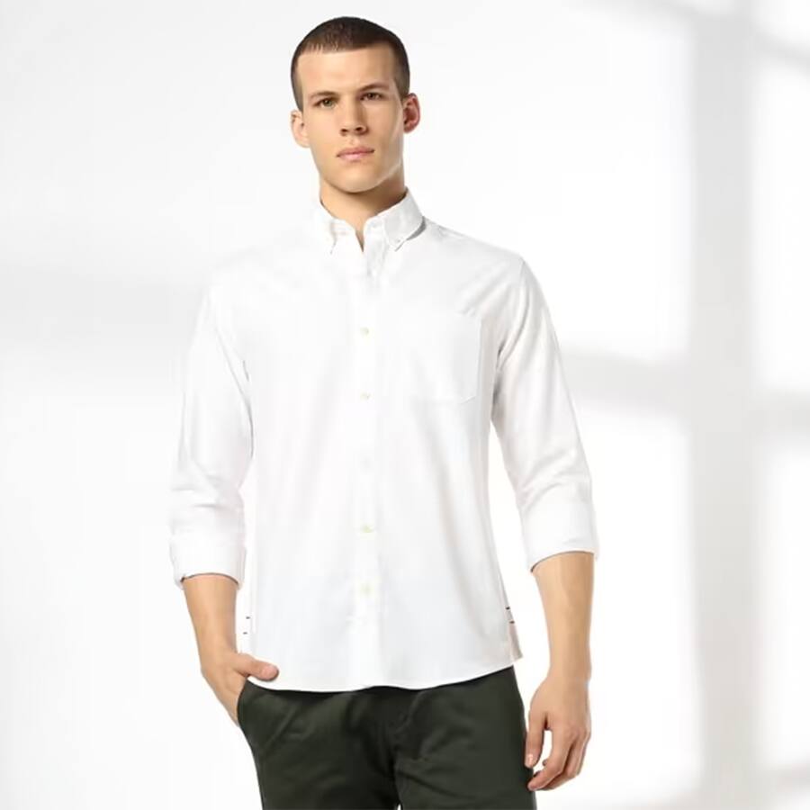 Men Button-Down Collar Slim Fit Shirt