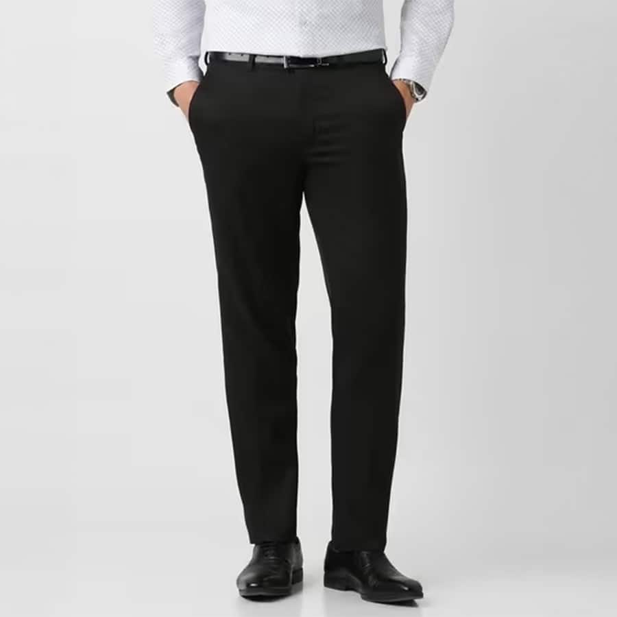 Men Slim Fit Flat-Front Trousers