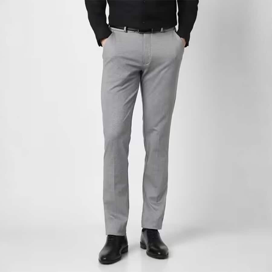 Men Slim Fit Flat-Front Trousers