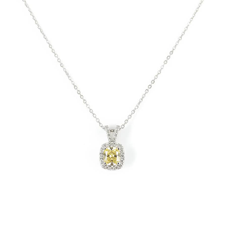 Xyrisa Crest 75 Pointer Cushion Lab Diamond Halo Pendant