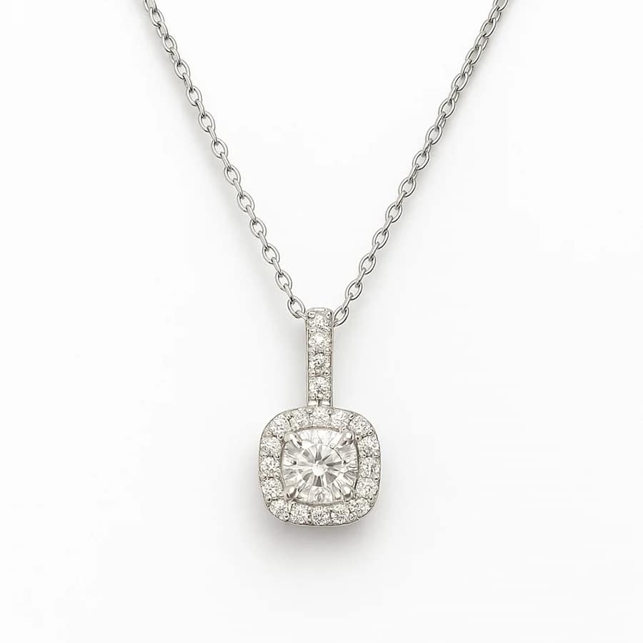 Briar 87 Pointer Cushion Lab Diamond Halo Pendant