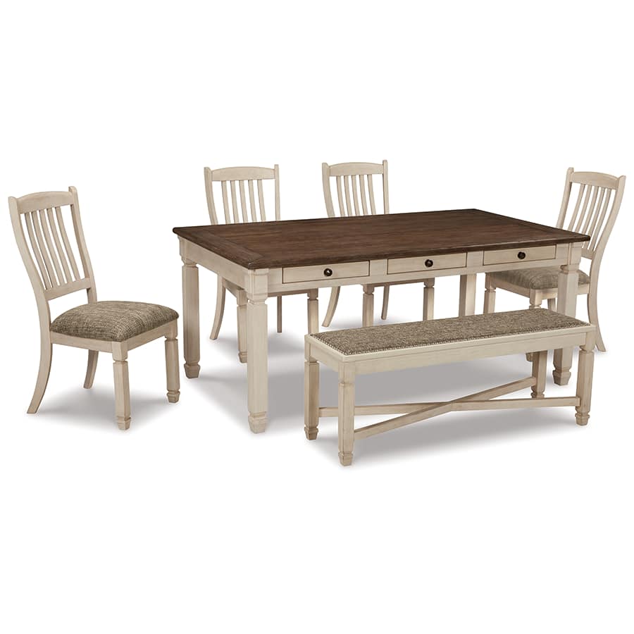 Bolanburg Dining Table with 4 Chairs and Bench