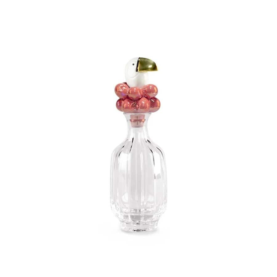 Toucan Glass Bottle. Golden Luster