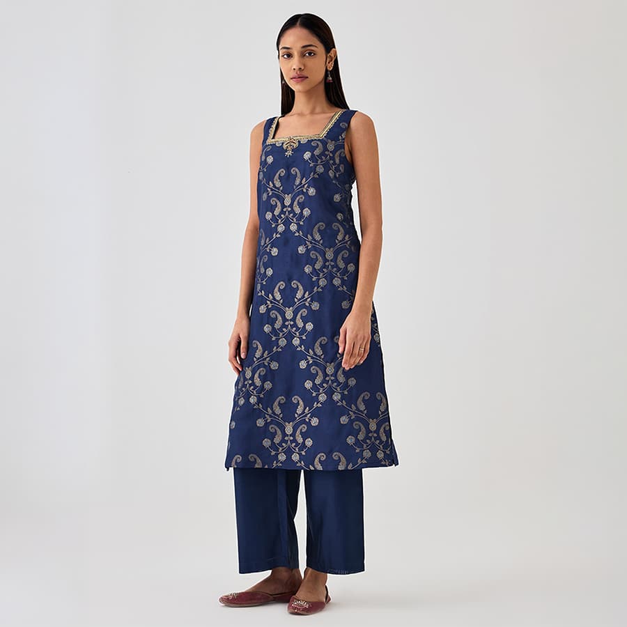 Kaashi Navy Blue Kurta