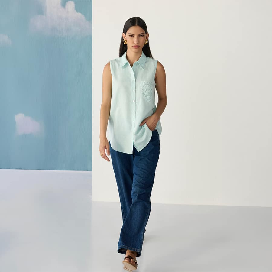 pastel mint peter-pan shirt