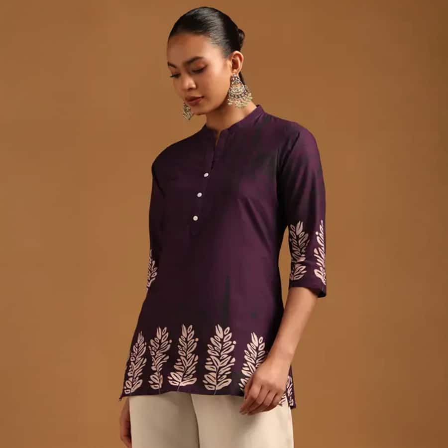 Purple Cotton Botanical Tunic