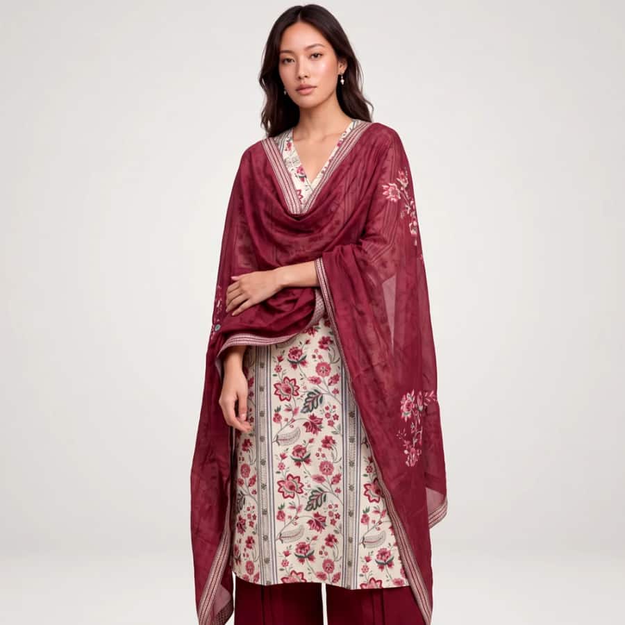 Palash Kurta Set - Maroon